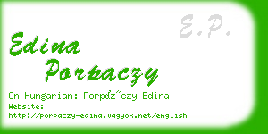 edina porpaczy business card